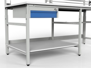 Stół do pakowania paczek SPR z półkami obcinarką i oświetleniem