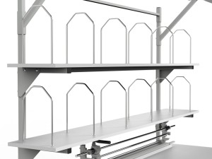 Duży stół do pakowania SPR z trzema półkami separatorami i oświetleniem