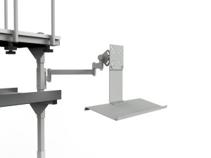 Stół do kompletacji przesyłek SPR z dwiema półkami separatorami i uchwytem na monitor oraz klawiaturę