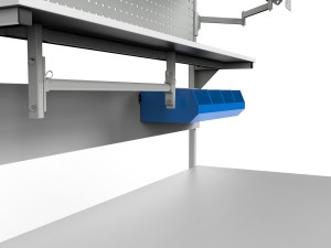 Regulowany stół do pakowania paczek SPR z uchwytem na monitor półkami rolką i pojemnikami