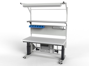 Stół montażowy z elektrycznie pochylanym / uchylanym blatem pochył 35 °