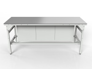 Stół warsztatowy SMWK1K 2000x900x800 mm z blatem z blachy i trzema szafkami