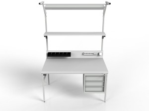 Stół ESD 1500x700 mm SMPK1C-0715-ESD z oświetleniem i szafką