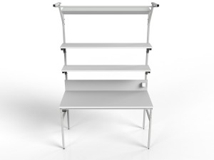 Stół ESD 1500x700 mm SMRPC-0715-ESD z dwiema półkami i oświetleniem
