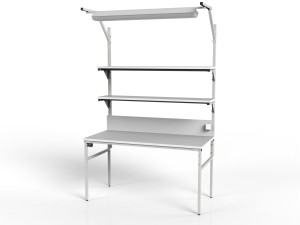 Stół ESD 1500x700 mm SMRPC-0715-ESD z dwiema półkami i oświetleniem