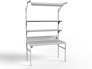 Stół ESD 1500x700 mm SMRPC-0715-ESD z dwiema półkami i oświetleniem
