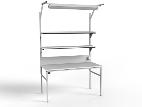 Stół ESD 1500x700 mm SMRPC-0715-ESD z dwiema półkami i oświetleniem