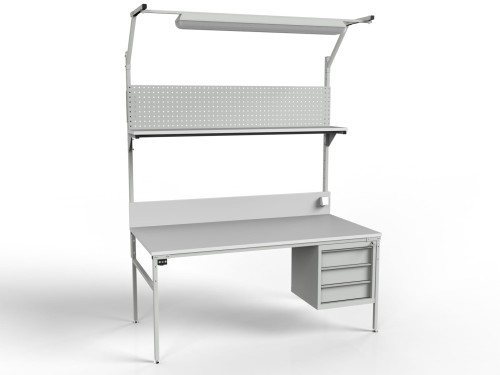 Stół montażowy ESD 1800x900 mm SMPCK1 szafką i oświetleniem