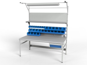 Stół roboczy z pojemnikami