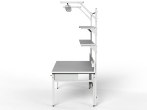 Stół monterski z regulacją wysokości i zestawem akcesoriów