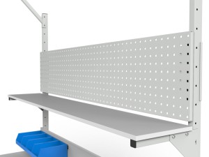 Stół monterski z centralnym oświetleniem, półką i szafką