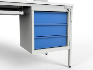 Stół roboczy z półką i szafką z trzema szufladami