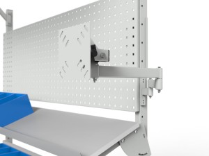 Stanowisko robocze z szufladą pojemnikami i uchwytem na monitor