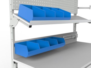 Stanowisko robocze z szufladą pojemnikami i uchwytem na monitor