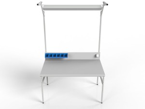 Stół montażowy SMC z oświetleniem i pojemnikami magazynowymi