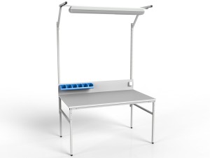 Stół montażowy SMC z oświetleniem i pojemnikami magazynowymi