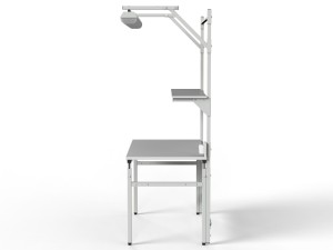 Stół monterski regulowany z półką i centralnym oświetleniem