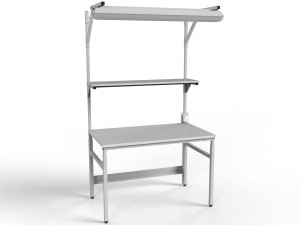 Stół monterski regulowany z półką i centralnym oświetleniem