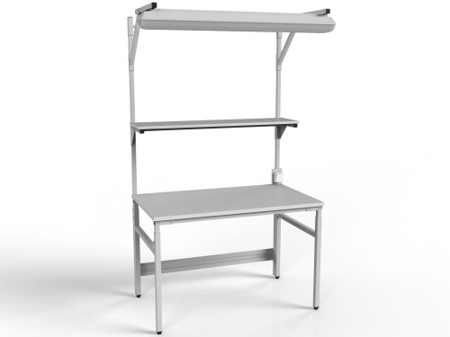 Stół monterski regulowany z półką i centralnym oświetleniem