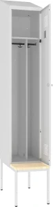 Szafa ubraniowa Malow 410W z daszkiem i ekonomiczną podstawą z siedziskiem RAL 7035 wizualizacja poglądowa