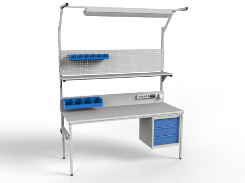 Stół montażowy modułowy SMPC z oświetleniem i półką