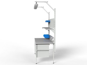 Stół montażowy modułowy SMPC z oświetleniem i półką rzut boczny