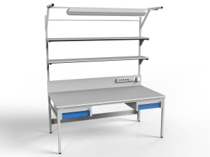 Stół monterski z regulacją wysokości i zestawem akcesoriów