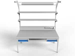 Stół monterski z regulacją wysokości i zestawem akcesoriów