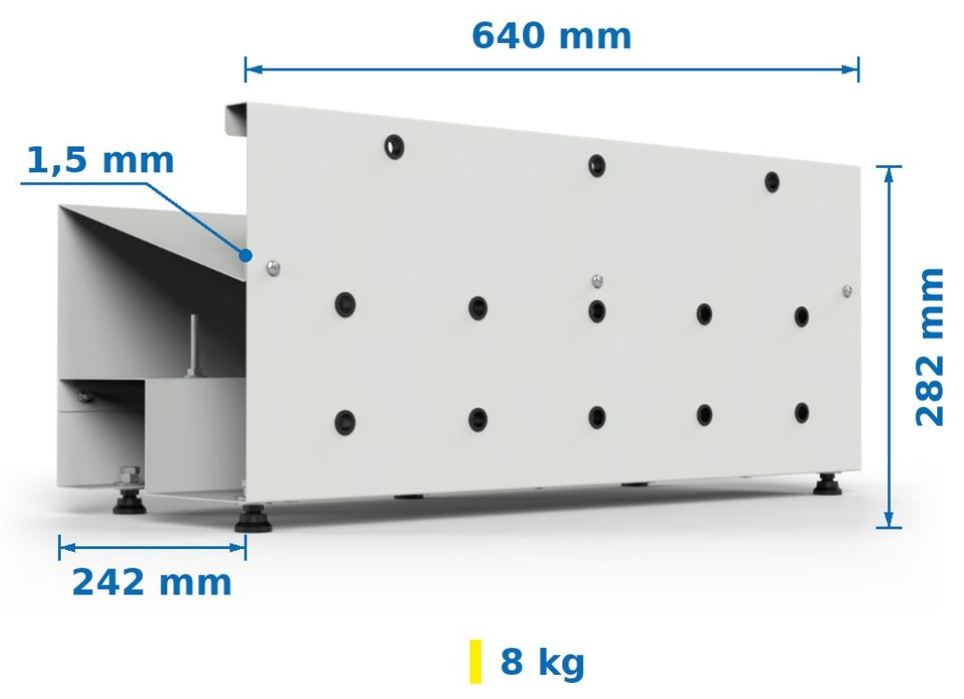 Wymiary techniczne dyspensera przewodów DPR-19014 JABAMA - 640x242x282 mm